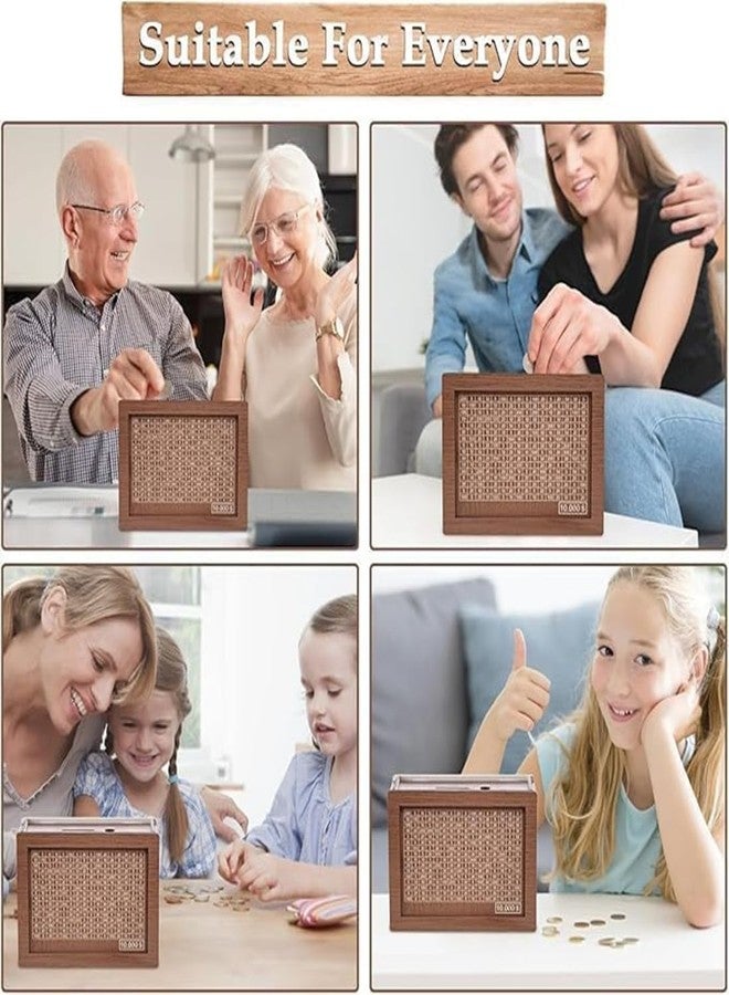 BLAGO Wooden Money Piggy Bank, Money Saving Box, Gullak with Savings Chart, 100000 Rupees Goal Tracker, Cash Collection Bank for Kids and Adults - Image 5